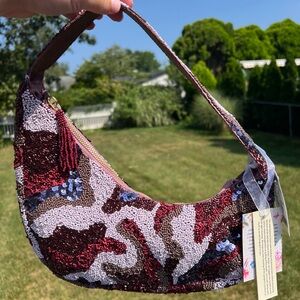 Elegant Beaded Shoulder Bag - Multicolor